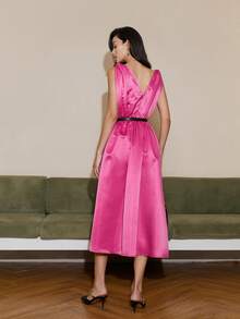 Đầm màu trơn Thanh lịch - Màu Hồng Tươi - Xem 2