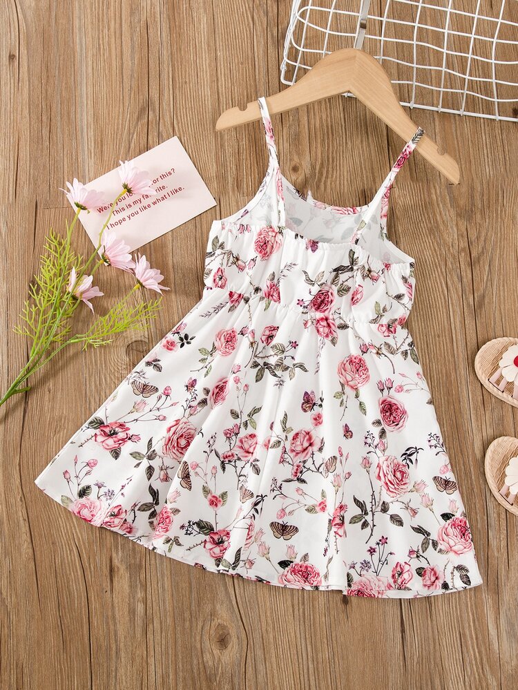 Niñas Vestido de tirantes con estampado floral - Multicolor - Añade 2