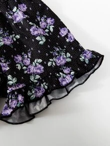 Niñitas bajo con fruncido Top de tirantes & con estampado floral Shorts - Multicolor - Ver 3