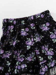 Niñitas bajo con fruncido Top de tirantes & con estampado floral Shorts - Multicolor - Ver 6
