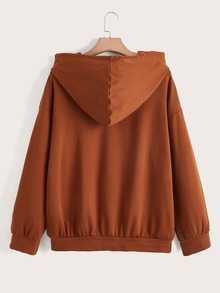 SHEIN Capucha con diseño con cordón bolsillo con bolsillo con estampado de  luna | SHEIN USA