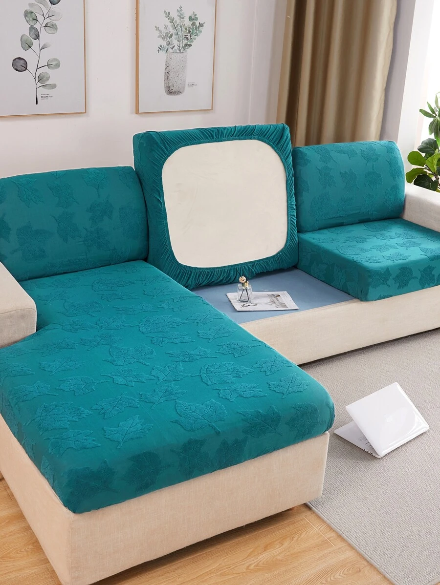 1 pieza jacquard con patrón de hoja Funda para sofá Funda - Verde - Ver 1