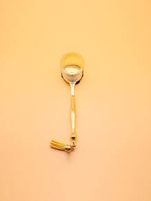 1 pieza Brocha de maquillaje con patrón de corazón con diseño de fleco - Dorado - Ver 2