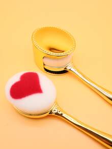 1 pieza Brocha de maquillaje con patrón de corazón con diseño de fleco - Dorado - Ver 3