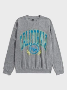 Chillumni Men Book & Letter Graphic Pullover Sweatshirt, For Fall Winter - Light Grey - View 1