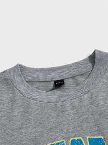 Chillumni Men Book & Letter Graphic Pullover Sweatshirt, For Fall Winter - Light Grey - View 3