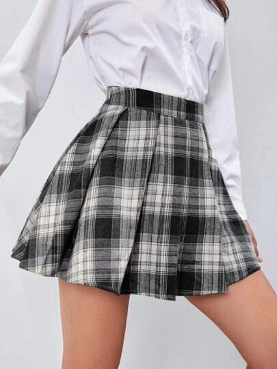 Tartan Print Pleated Skirt