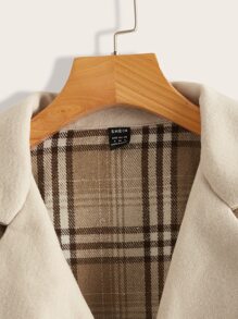 SHEIN Plaid Print Double Breasted Overcoat - Multicolor - View 3