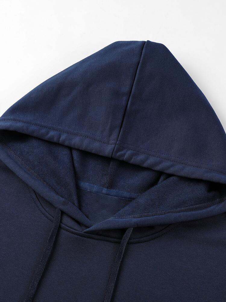 Manfinity Homme Men Color Block Letter Embroidery Drawstring Loose Hoodie - Multicolor - View 4