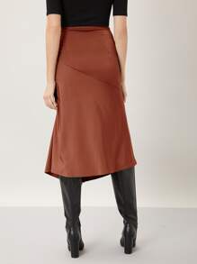 MOTF PREMIUM ASYMMETRICAL MIDI SKIRT - Rust Brown - View 2