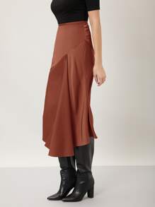 MOTF PREMIUM ASYMMETRICAL MIDI SKIRT - Rust Brown - View 6