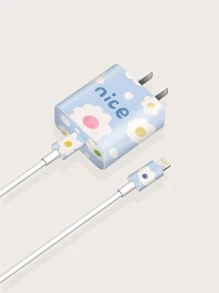 1 hình dán đầu sạc hình bông hoa - Màu xanh lam - Xem 1