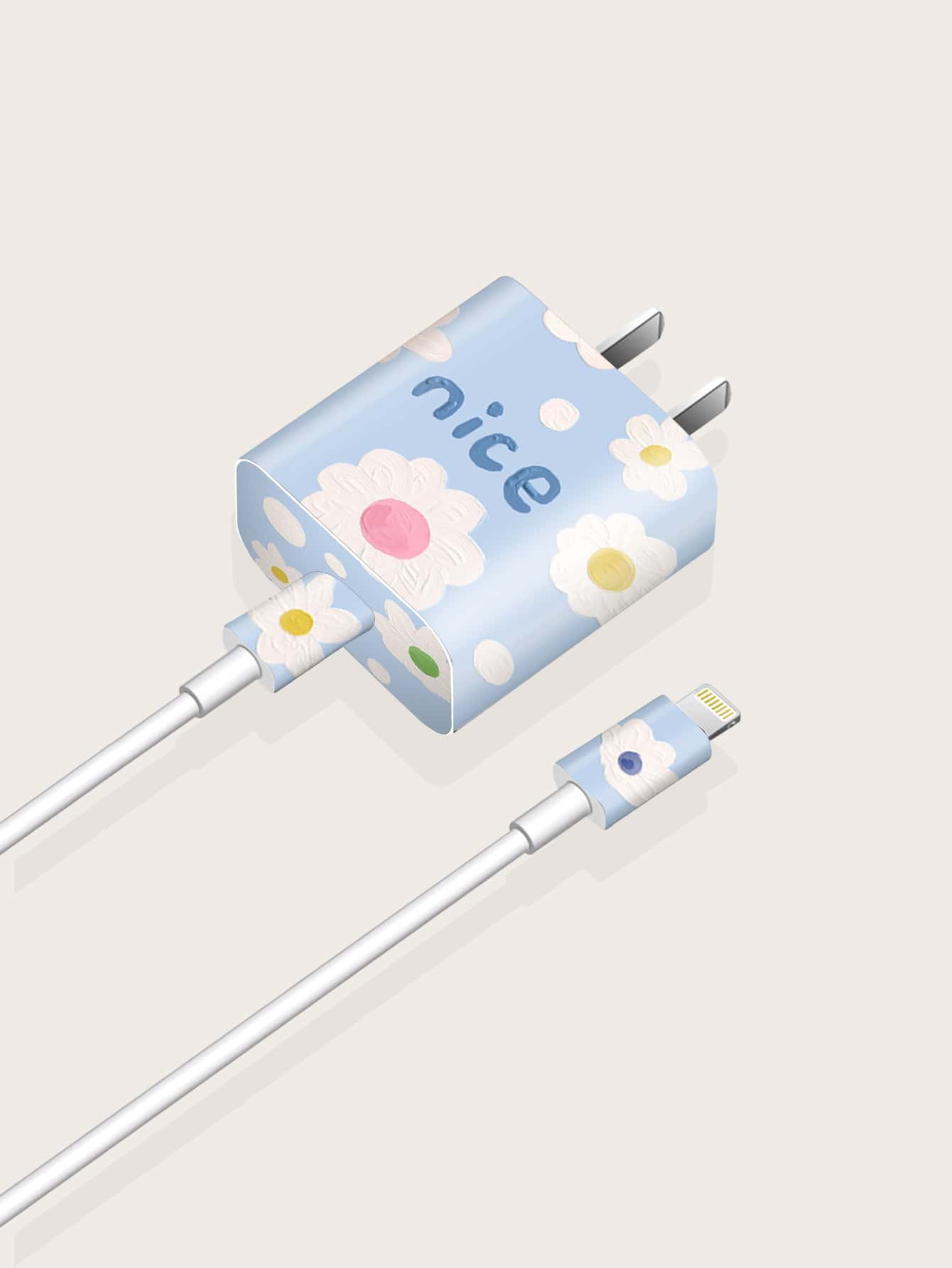 1 hình dán đầu sạc hình bông hoa - Màu xanh lam - Xem 1