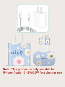 1 hình dán đầu sạc hình bông hoa - Màu xanh lam - Xem 3