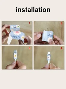 1 hình dán đầu sạc hình bông hoa - Màu xanh lam - Xem 4