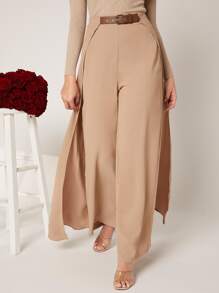 Modelyn Quần ống rộng có thắt lưng kèm váy - Màu Khaki - Xem 4