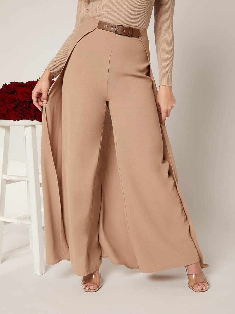 Modelyn Quần ống rộng có thắt lưng kèm váy - Màu Khaki - Xem 1