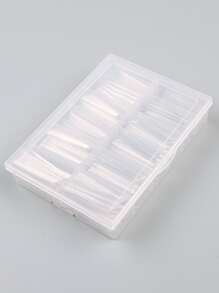 Express Your Love With 240pcs Long Coffin Fake Nail & 1pc Nail File & 1sheet Tape Nails - Clear - View 3