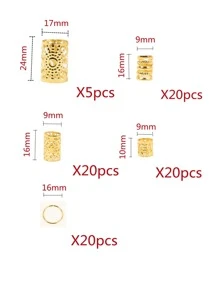 85件金色混合元素编织发圈 节日派对嘻哈朋克街头风发饰 头扣 波西米亚风发夹