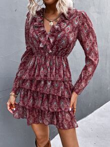 Đầm Xù phân lớp Tất cả trên in Boho - Nhiều màu - Xem 5