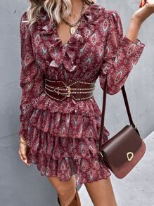 Đầm Xù phân lớp Tất cả trên in Boho - Nhiều màu - Xem 6