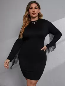 SHEIN Clasi Abito aderente con frange - nero - Visualizzare 1