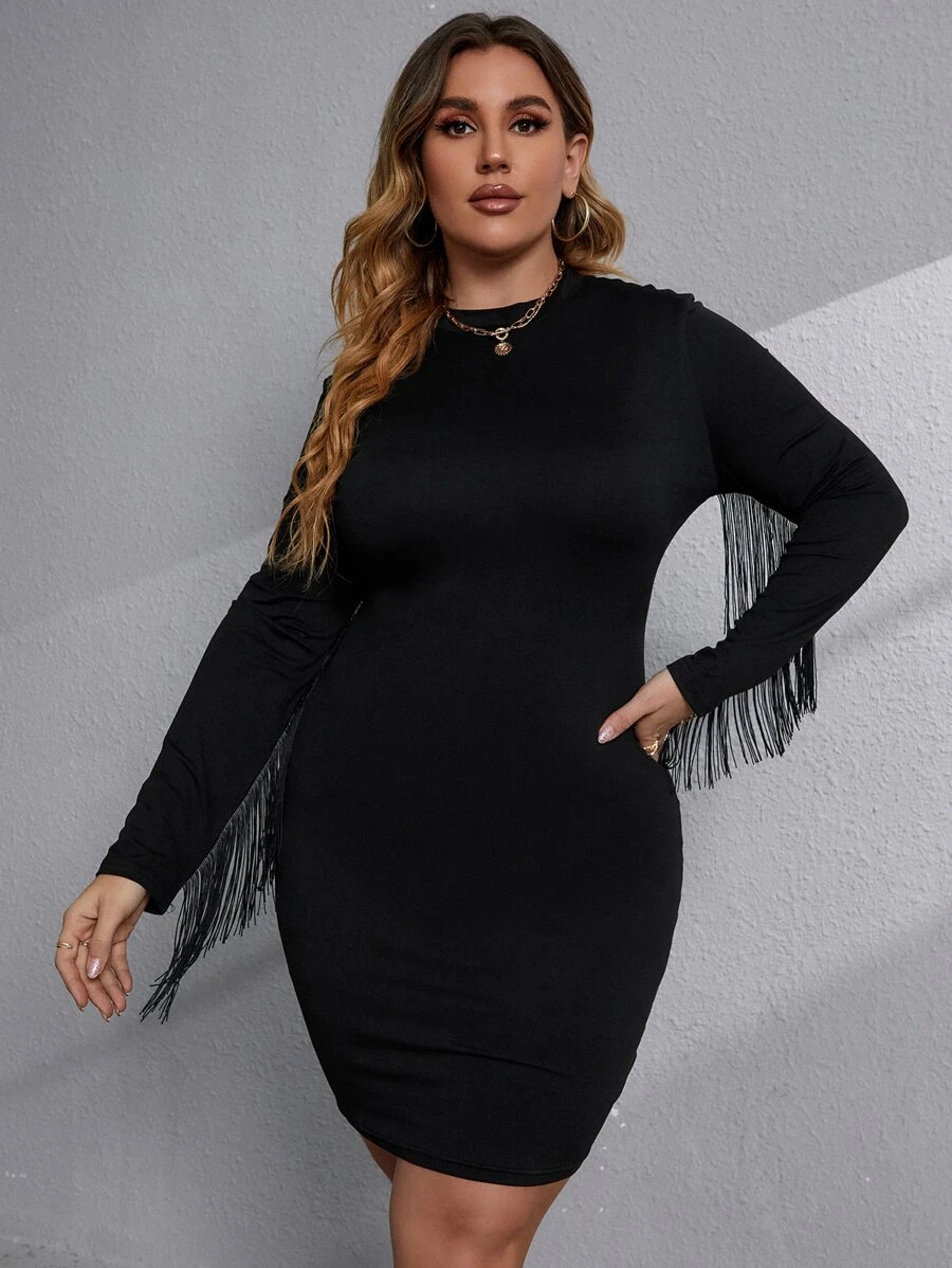 SHEIN Clasi Abito aderente con frange - nero - Visualizzare 1