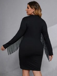 SHEIN Clasi Abito aderente con frange - nero - Visualizzare 2