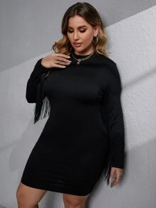SHEIN Clasi Abito aderente con frange - nero - Visualizzare 6