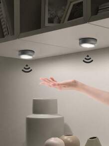 1入組塑膠櫃底燈圓形感應小夜燈 - 白色 - 查看 1