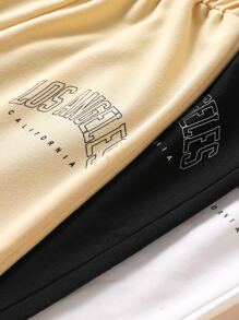 SHEIN Niñas 3 piezas Pantalones deportivos con estampado de letra de cintura elástica