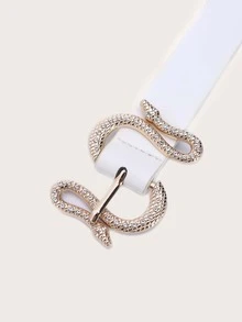 Rhinestone Decor Serpentine Buckle Belt - White - View 3