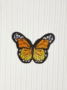 女孩蝴蝶刺繡補丁貼小高領T恤 - 白色 - 查看 4