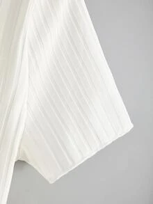 女孩蝴蝶刺繡補丁貼小高領T恤 - 白色 - 查看 6