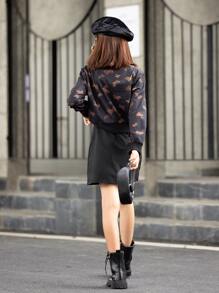 Girls Butterfly Print Twist Front Top & Dress - Black - View 2