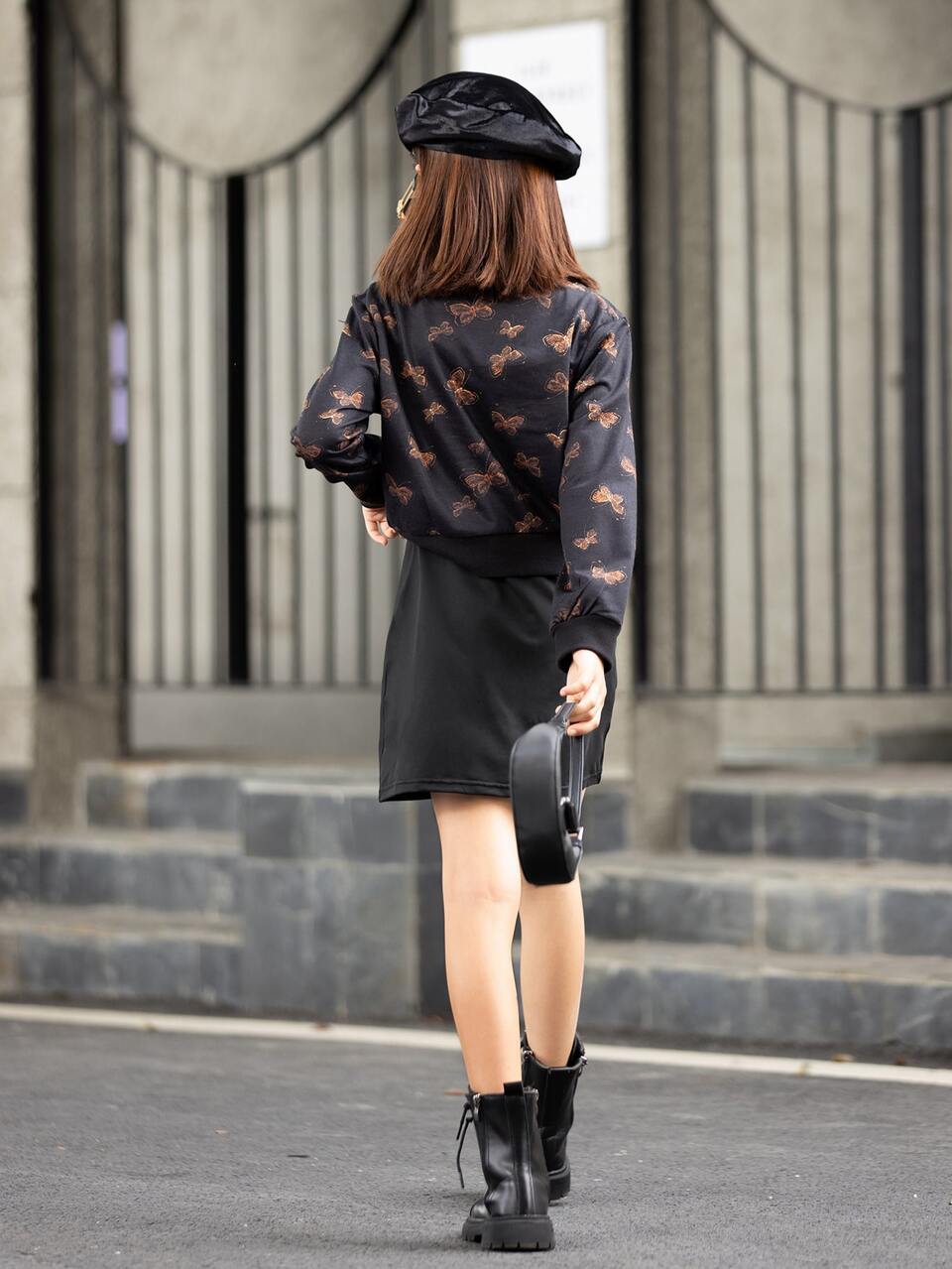 Girls Butterfly Print Twist Front Top & Dress