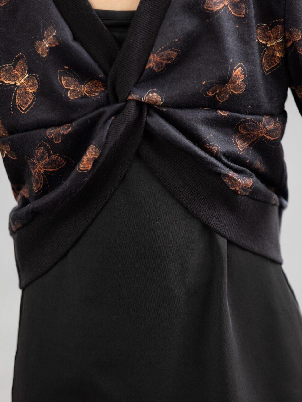 Girls Butterfly Print Twist Front Top & Dress