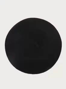 Boina de invierno de color sólido de moda para niñas - Negro - Ver 2