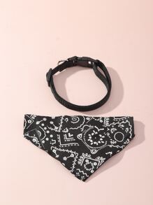 1pc Bandana Design Pet Collar For Decoration - Black - View 4