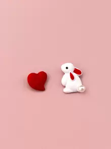 Rabbit & Heart Decor Stud Earrings Valentines,Mom,Mother,Mother's Day,Gift - Multicolor - View 1