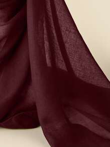 1pc Solid Color Arabic Hijab Scarf, Head Wrap, Suitable For Mosque - Maroon - View 3