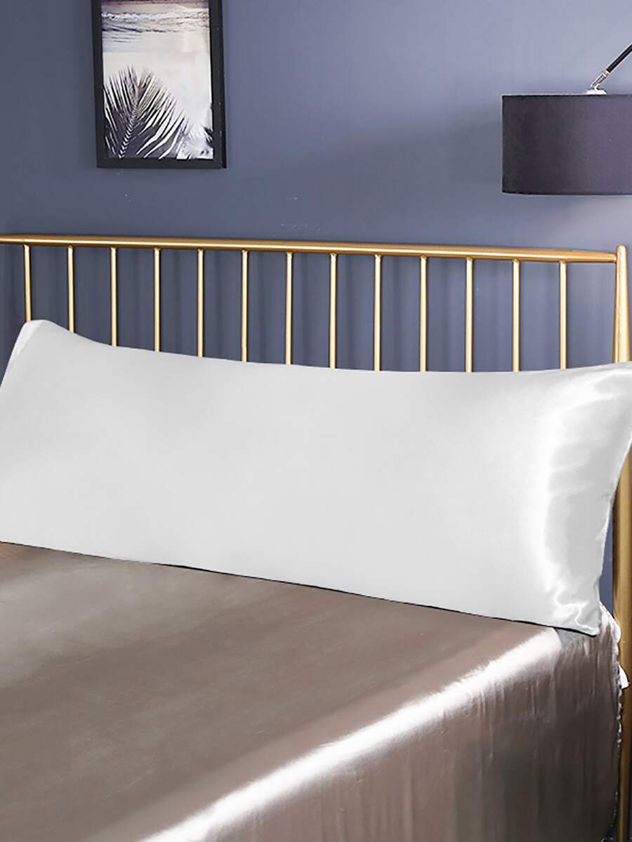 素色緞面枕套不附帶枕芯 - 白色 - 查看 1