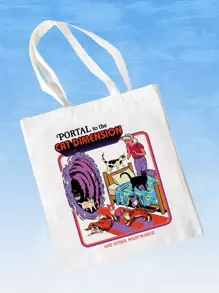 Stevenrhodes Cartoon Cat Graphic Tote Bag - White - View 1