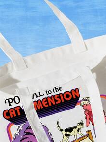 Stevenrhodes Cartoon Cat Graphic Tote Bag - White - View 3