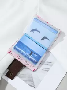 Floral Pattern Patch Decor Lightweight Portable Card ID Card White-Collar Workers For Female For Holiday For Anniversary For Birthday Gift Accessories Gift Present Hot Pink Purse Card Holder Wallet Business Card Holder Credit Card Holder Women Photocard Holder For Women Mini Wallet Card Wallet - Pink - View 5