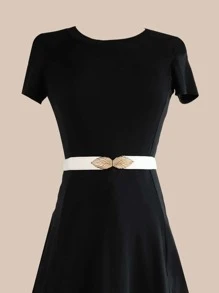 Leaf Decor Buckle Corset Belt - White - View 2