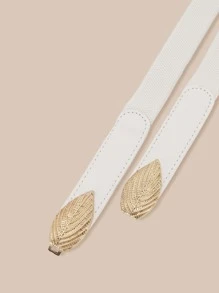 Leaf Decor Buckle Corset Belt - White - View 3