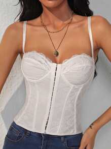 SHEIN SXY Date Night Lace Trim Party Bustier Cami Top