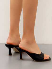 Xăng đan Cao gót Nữ màu trơn Thanh lịch - màu đen - Xem 5