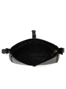 Quiet Luxury Crocodile Printed Crocodile Pattern Shoulder Bag Buckle Decor Underarm Purse Fashion Handbag For Women Horsebit Decor Crocodile Embossed Bag, Mother's Day Gift For Mom, For Women, Rookies & White-Collar Workers,For Teacher Gifts,For Lady,For Female For Business/Commute/Work/Office,For Festivals/Vacation/Holiday - Black - View 5